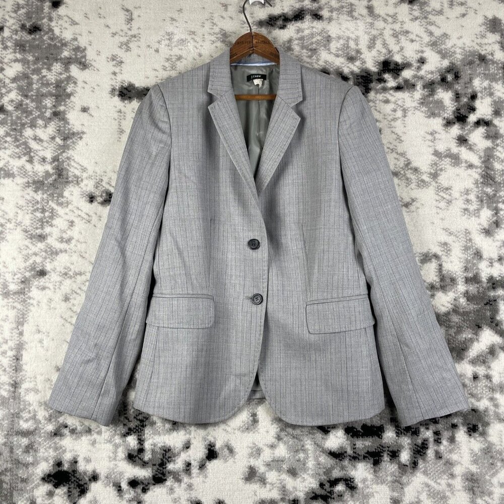 Vintage J Crew Blazer Womens Size 6 Light Gray Wool Office Career Lined